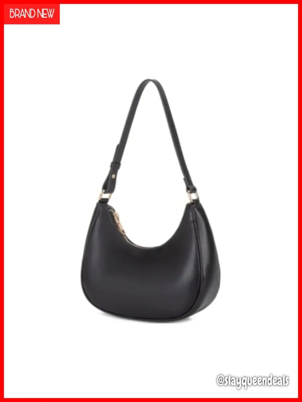 PU Leather Crescent Hobo Shoulder Bag Mini Clutch Purse Zip Closure